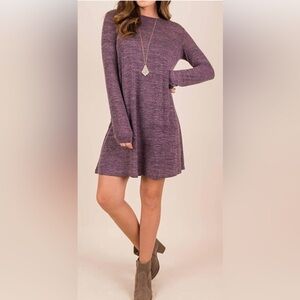 Elegant Purple Long Sleeve Dress, NWOT